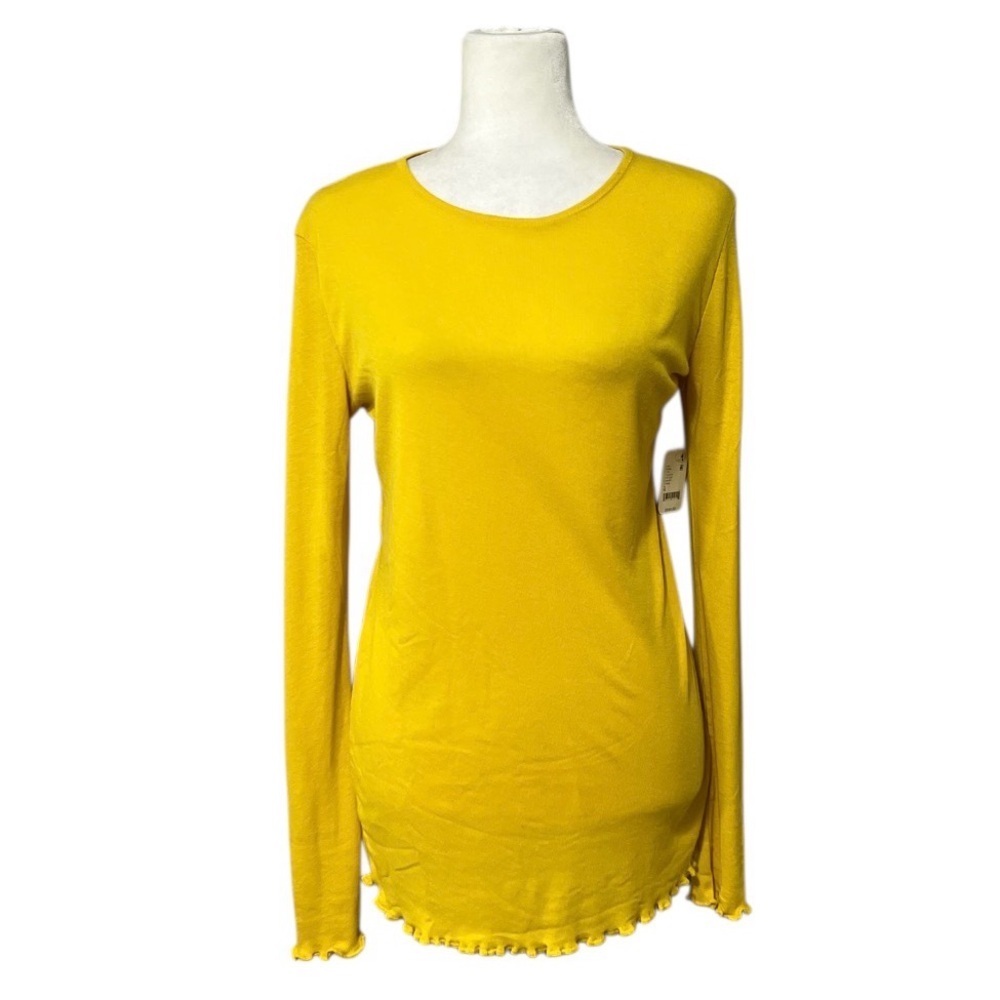 🆕 FREE PEOPLE Long Nights Layering Top Yellow Long Sleeve